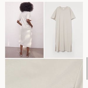 H&M calf-length t-shirt dress, light beige, new!